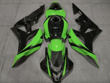 2007-2008 Gloss Black & Green Honda CBR600RR Motorcycle Fairing