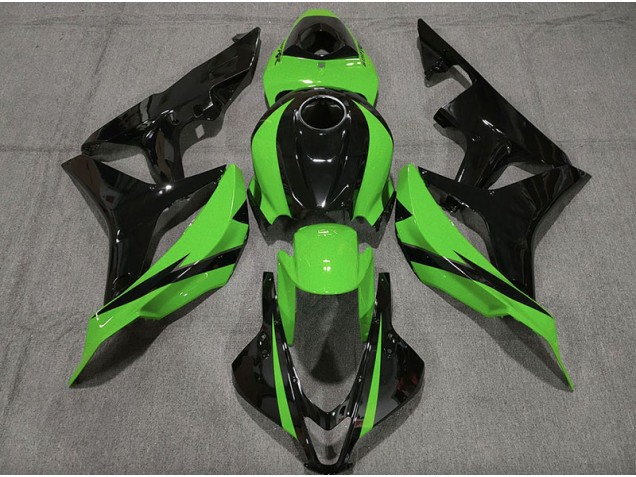 2007-2008 Gloss Black & Green Honda CBR600RR Motorcycle Fairing