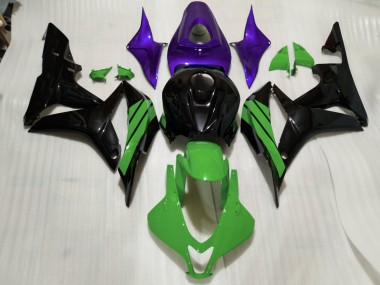 2007-2008 Gloss Black & Green and Purple Accents Honda CBR600RR Motorcycle Fairing