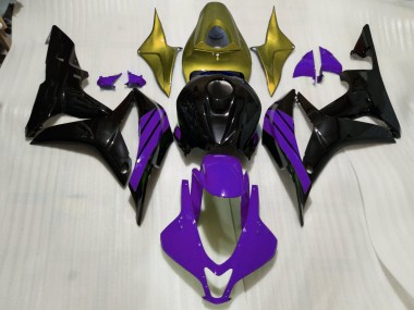 2007-2008 Gloss Black & Purple and Gold Accents Honda CBR600RR Motorcycle Fairing