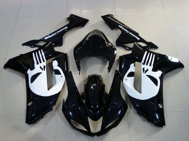 2007-2008 Gloss Black & Skull Kawasaki ZX6R Motorcycle Fairing