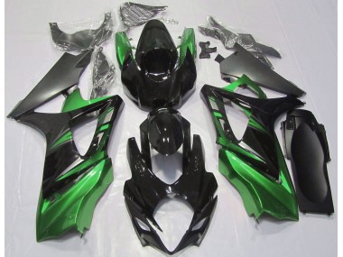 2007-2008 Gloss Black and Green Suzuki GSXR 1000 Motorcycle Fairing