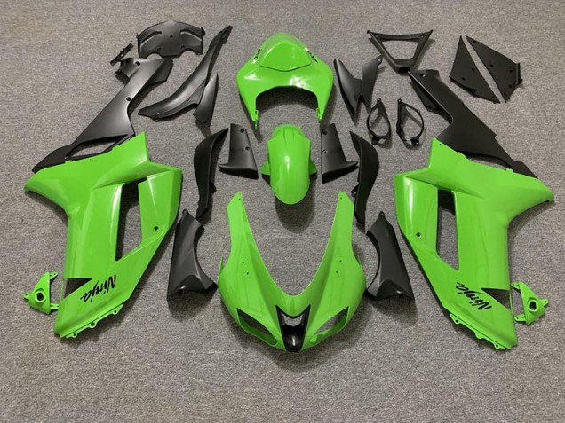 2007-2008 Gloss Green and Matte Black Kawasaki ZX6R Motorcycle Fairing 2007-2008 Gloss Green and Matte Black Kawasaki ZX6R Motorcycle Fairing
