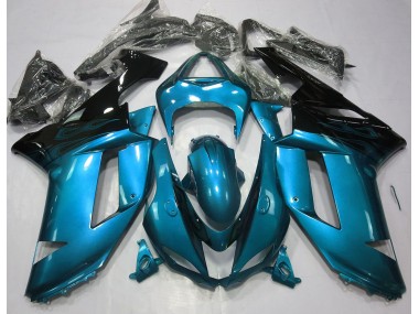 2007-2008 Gloss Light Blue & Black Kawasaki ZX6R Motorcycle Fairing