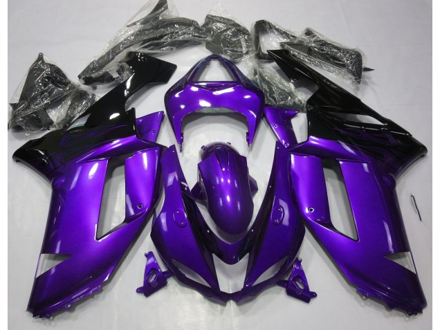 2007-2008 Gloss Purple & Black Kawasaki ZX6R Motorcycle Fairing