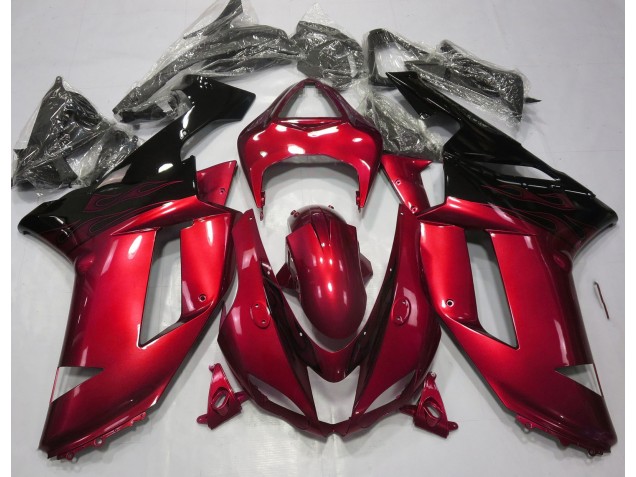 2007-2008 Gloss Red & Black Kawasaki ZX6R Motorcycle Fairing