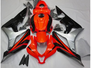 2007-2008 Gloss Red Silver and Black Honda CBR600RR Motorcycle Fairing