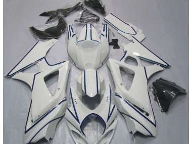 2007-2008 Gloss White Blue Pin Stripe Suzuki GSXR 1000 Motorcycle Fairing
