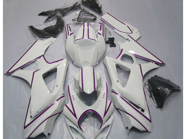2007-2008 Gloss White Pink Pin Stripe Suzuki GSXR 1000 Motorcycle Fairing