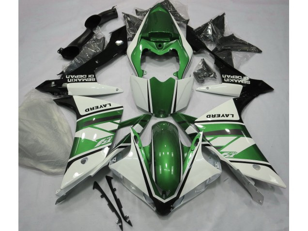 2007-2008 Gloss White and Green Yamaha R1 Motorcycle Fairing 2007-2008 Gloss White and Green Yamaha R1 Motorcycle Fairing