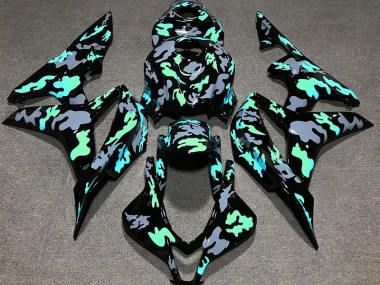 2007-2008 Green and Grey Camouflage Honda CBR600RR Motorcycle Fairing