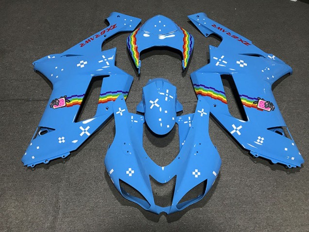 2007-2008 Light Blue Custom Kawasaki ZX6R Motorcycle Fairing 2007-2008 Light Blue Custom Kawasaki ZX6R Motorcycle Fairing