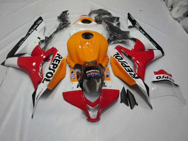 2007-2008 Light Orange and White Repsol Honda CBR600RR Motorcycle Fairing