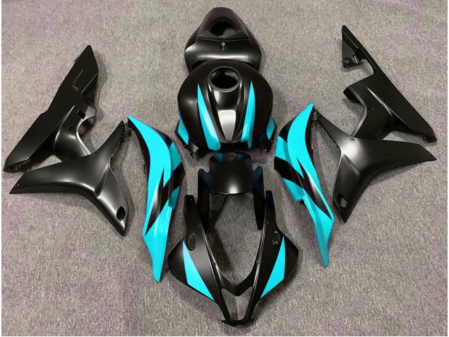2007-2008 Matte Black & Cyan Design Honda CBR600RR Motorcycle Fairing 2007-2008 Matte Black & Cyan Design Honda CBR600RR Motorcycle Fairing