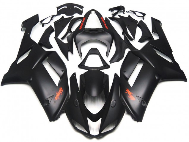 2007-2008 Matte Black Red Decals Kawasaki ZX6R Motorcycle Fairing