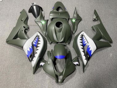 2007-2008 Matte Green & Blue Shark Honda CBR600RR Motorcycle Fairing