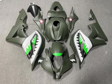 2007-2008 Matte Green & LightGreen Shark Honda CBR600RR Motorcycle Fairing