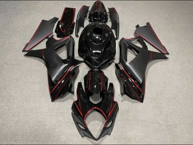 2007-2008 Matte and Gloss Black & Red Trim Suzuki GSXR 1000 Motorcycle Fairing