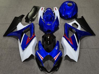 2007-2008 OEM Style Gloss Blue and White Suzuki GSXR 1000 Motorcycle Fairing