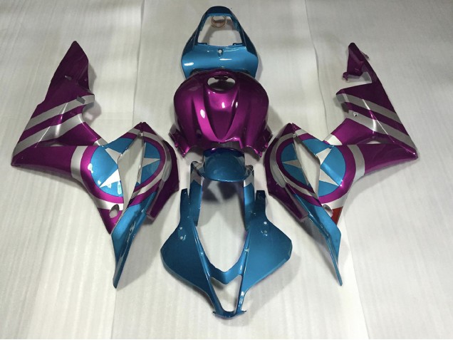 2007-2008 Purple and Light Blue Captain America Honda CBR600RR Motorcycle Fairing 2007-2008 Purple and Light Blue Captain America Honda CBR600RR Motorcycle Fairing