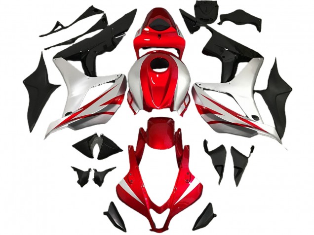 2007-2008 Red and Silver OEM Style Honda CBR600RR Motorcycle Fairing