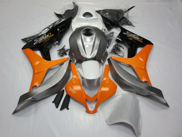 2007-2008 Silver White and Orange Honda CBR600RR Motorcycle Fairing 2007-2008 Silver White and Orange Honda CBR600RR Motorcycle Fairing