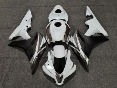 2007-2008 White Graphite and Black Honda CBR600RR Motorcycle Fairing