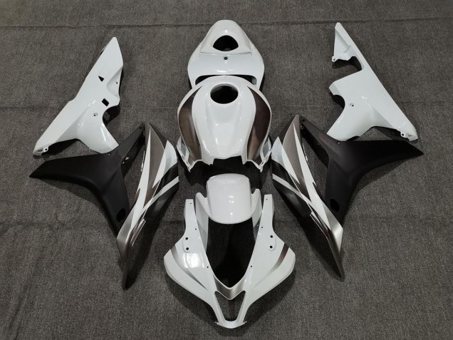 2007-2008 White Graphite and Black Honda CBR600RR Motorcycle Fairing