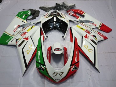 2007-2014 77 White Red Green Ducati Ducati 848 1098 1198 Motorcycle Fairing