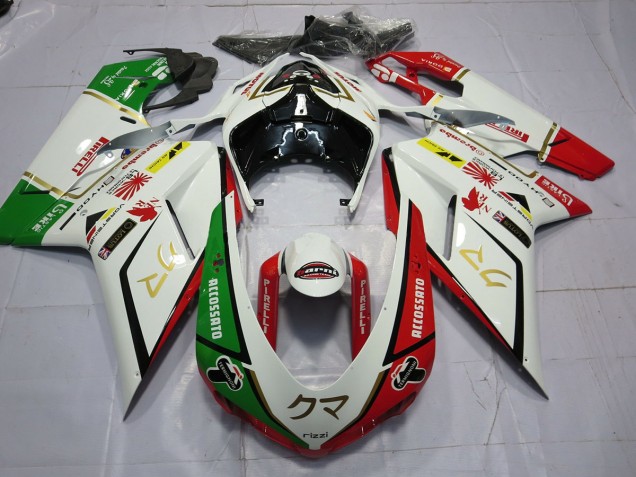 2007-2014 77 White Red Green Ducati Ducati 848 1098 1198 Motorcycle Fairing