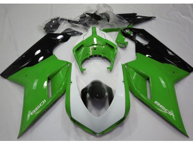 2007-2014 Gloss Green & White Ducati Ducati 848 1098 1198 Motorcycle Fairing