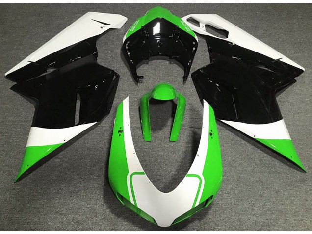 2007-2014 Gloss Green White and Black Ducati Ducati 848 1098 1198 Motorcycle Fairing