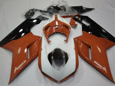 2007-2014 Gloss Orange & White Ducati Ducati 848 1098 1198 Motorcycle Fairing