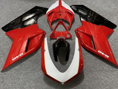 2007-2014 Gloss Red & White (848 Sticker) Ducati Ducati 848 1098 1198 Motorcycle Fairing
