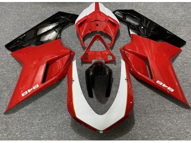 2007-2014 Gloss Red & White (848 Sticker) Ducati Ducati 848 1098 1198 Motorcycle Fairing