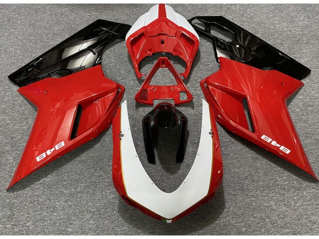 2007-2014 Gloss Red & White (848 Sticker) Ducati Ducati 848 1098 1198 Motorcycle Fairing