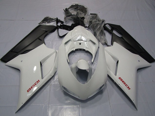 2007-2014 Red White and Matte Black Ducati Ducati 848 1098 1198 Motorcycle Fairing
