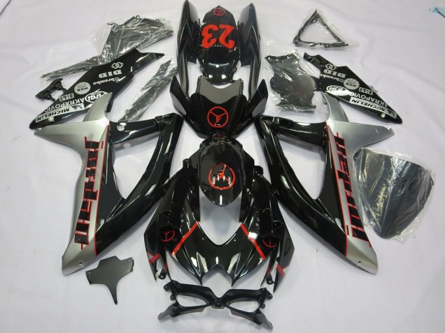 2008-2010 Black Grey Jordan Suzuki GSXR 600-750 Motorcycle Fairing