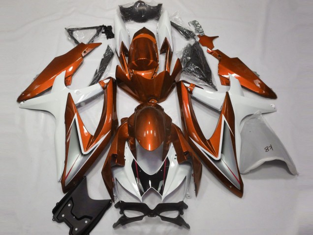 2008-2010 Gloss Orange and White Suzuki GSXR 600-750 Motorcycle Fairing