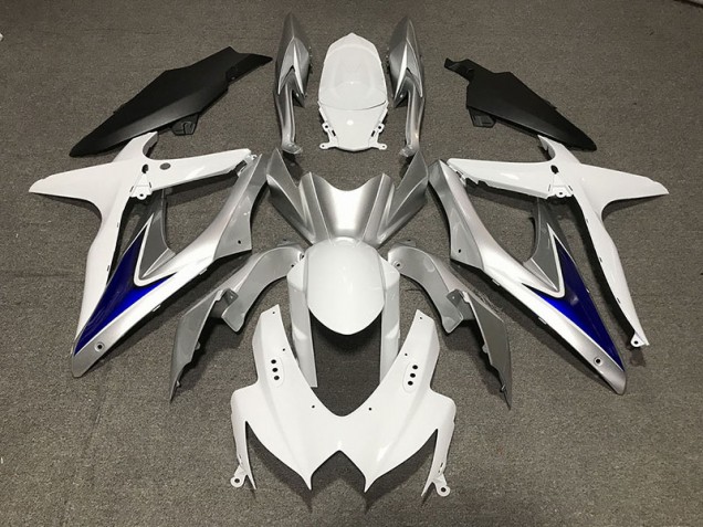 2008-2010 Gloss White With Silver and blue Matte Black Lower Suzuki GSXR 600-750 Motorcycle Fairing 2008-2010 Gloss White With Silver and blue Matte Black Lower Suzuki GSXR 600-750 Motorcycle Fairing