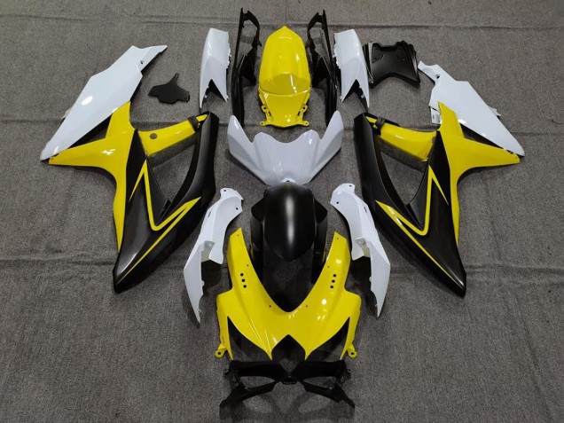 2008-2010 Gloss Yellow and White Suzuki GSXR 600-750 Motorcycle Fairing