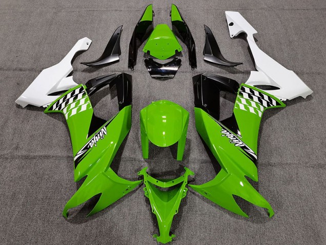 2008-2010 Green and White Cheq Kawasaki ZX10R Motorcycle Fairing
