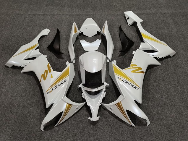 2008-2010 Pearl White & Gold Kawasaki ZX10R Motorcycle Fairing 2008-2010 Pearl White & Gold Kawasaki ZX10R Motorcycle Fairing