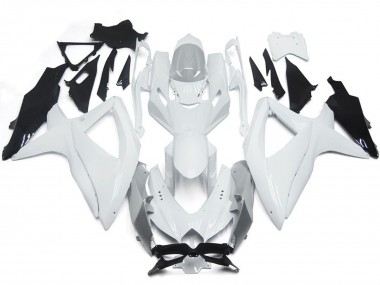 2008-2010 Shining Gloss White With Silver Suzuki GSXR 600-750 Motorcycle Fairing