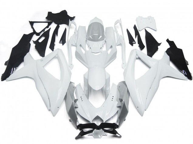 2008-2010 Shining Gloss White With Silver Suzuki GSXR 600-750 Motorcycle Fairing