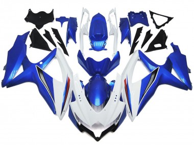 2008-2010 Shining Gloss White With Silver and blue Suzuki GSXR 600-750 Motorcycle Fairing