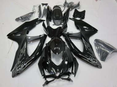 2008-2010 Silver and Black Suzuki GSXR 600-750 Motorcycle Fairing