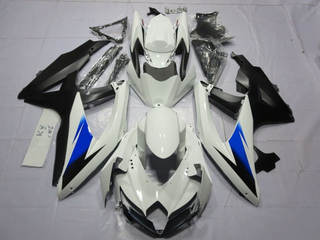 2008-2010 White and Black Suzuki GSXR 600-750 Motorcycle Fairing