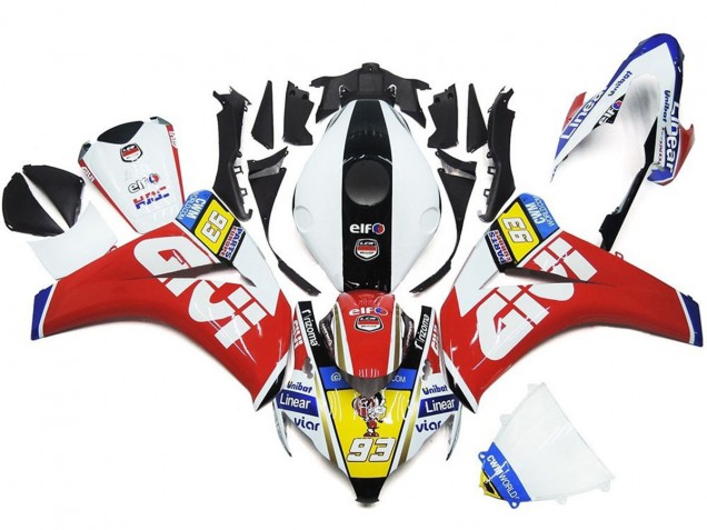 2008-2011 93 Number White and Red Honda CBR1000RR Motorcycle Fairing