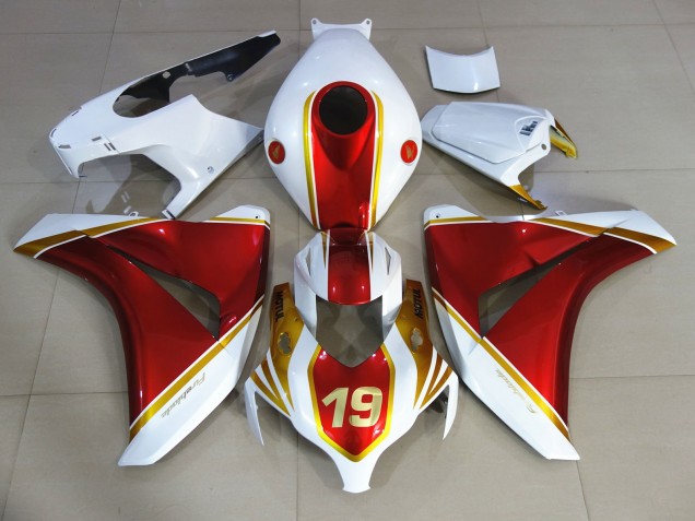 2008-2011 Red and White 19 Honda CBR1000RR Motorcycle Fairing